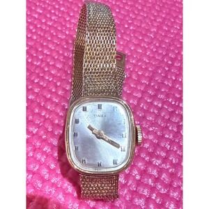 Vintage Timex Ladies Manual Wind Gold Tone Mesh Bracelet Watch Working Runs